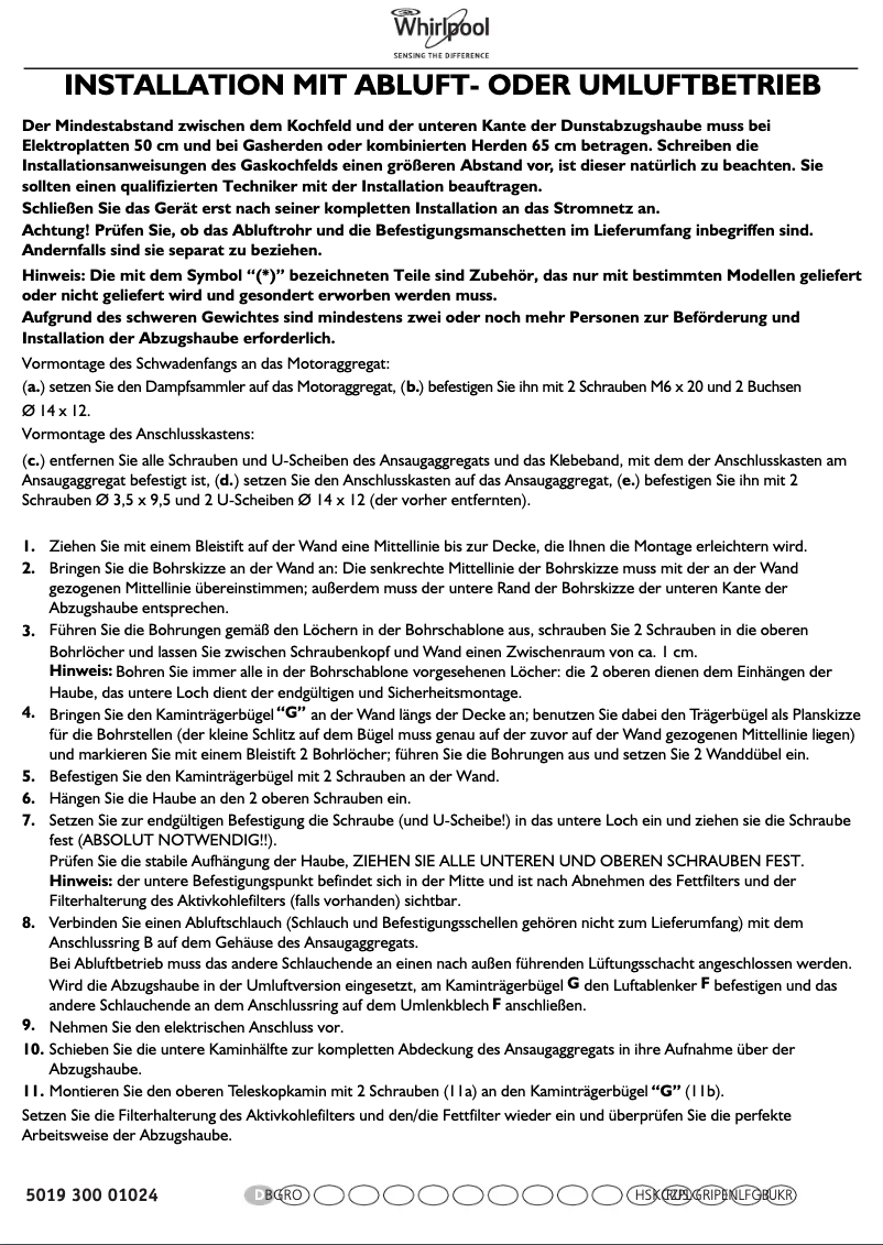 Page 1 of the manual User Manual Whirlpool WHF 66 AM X