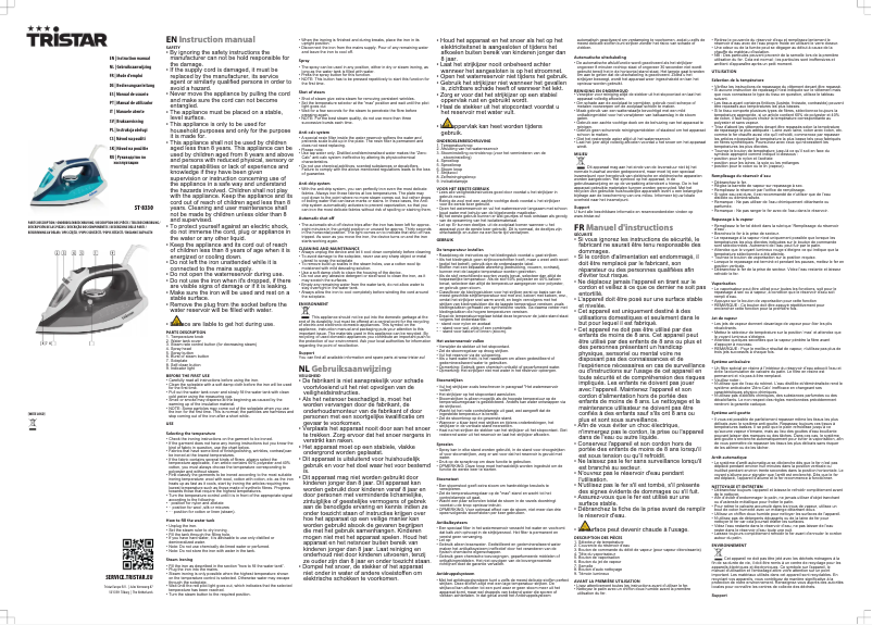 Page 1 of the manual User Manual TriStar ST-8330