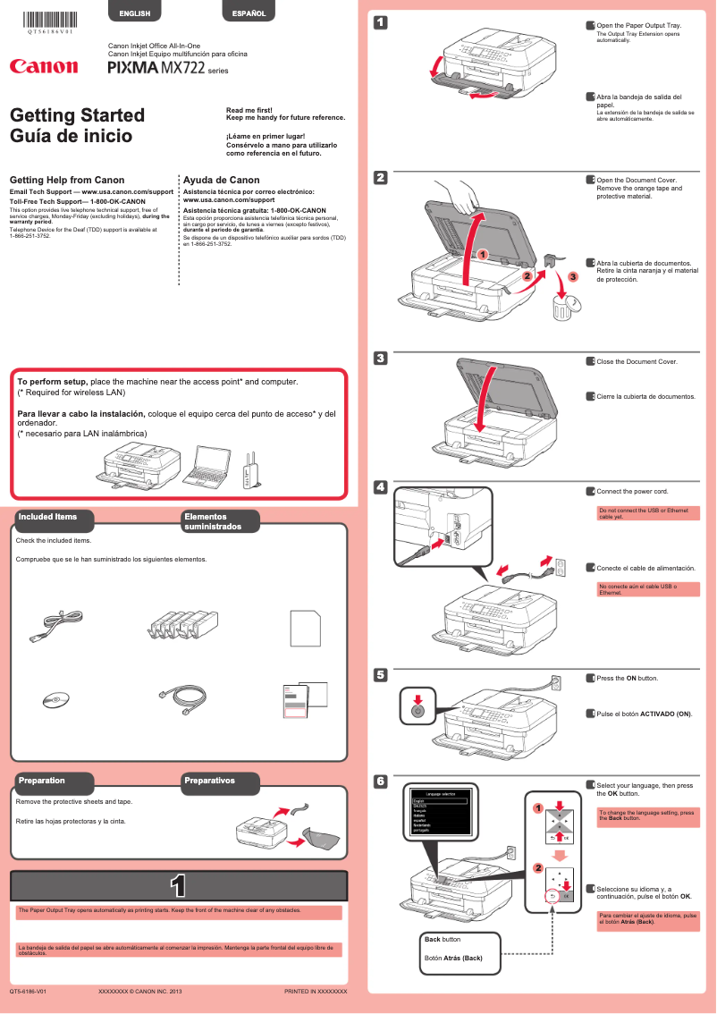 Page 1 of the manual User Manual Canon Pixma MX722