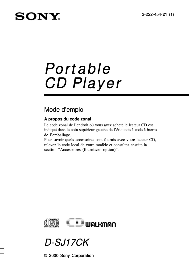 First page image of the manual for D-SJ17CK