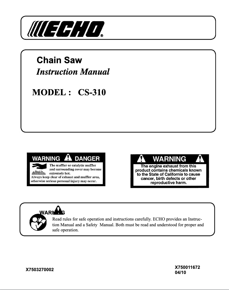 First page image of the manual for CS-310