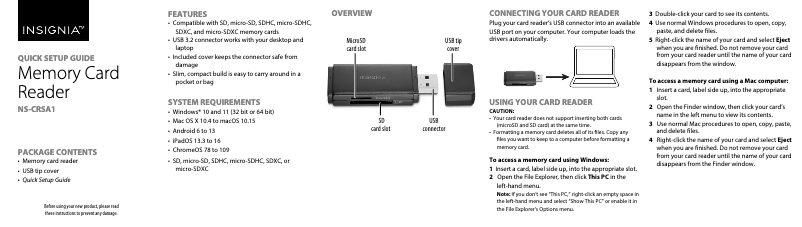 Page 1 of the manual User Manual Insignia NS-CRSA1