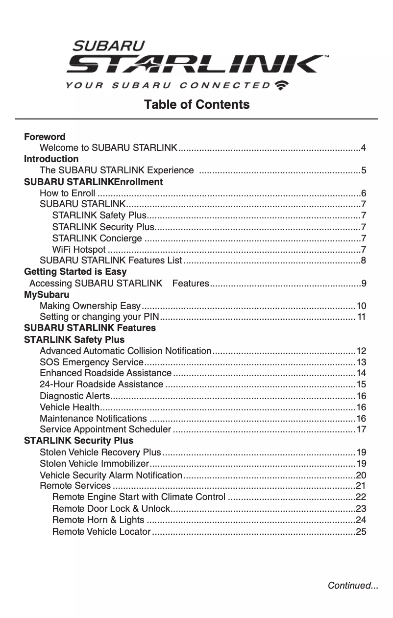 Page 1 of the manual Safety Instructions Subaru Crosstrek (2020)