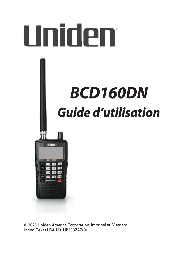 Page 1 of the manual User Manual Uniden BCD160DN