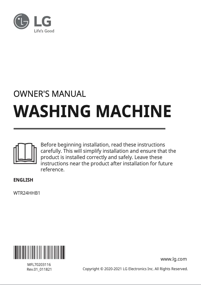 First page image of the manual for WTR24HHB