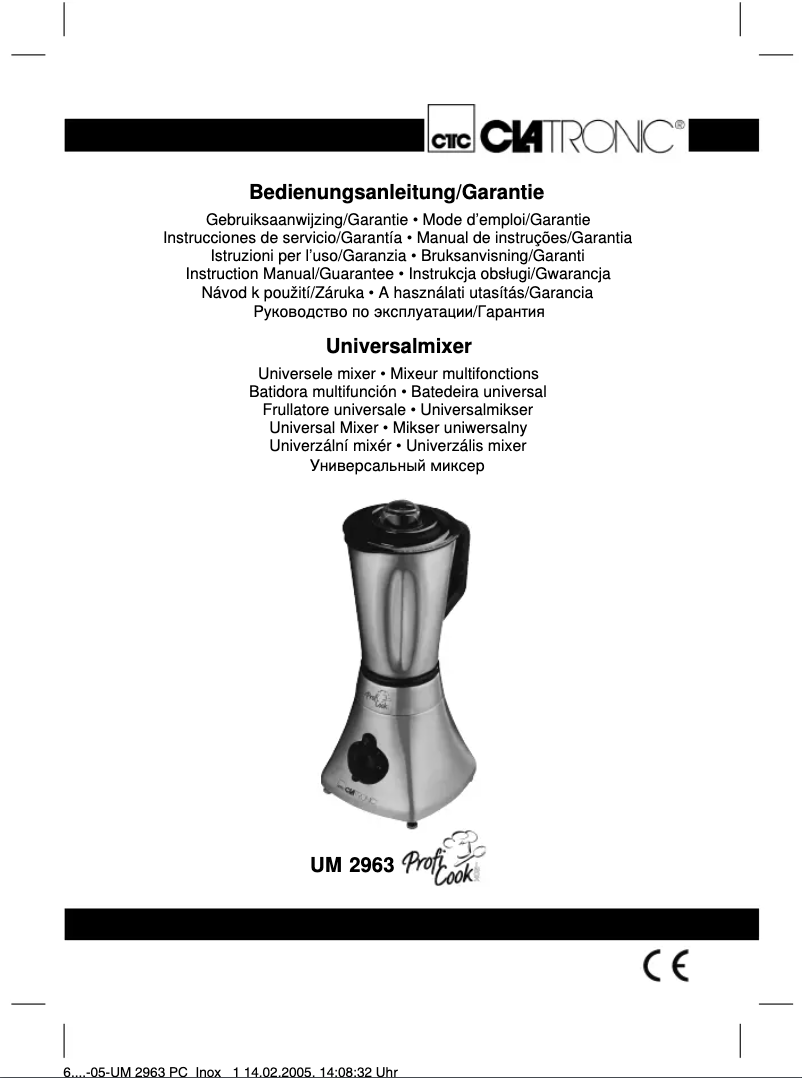 Page 1 of the manual User Manual Clatronic UM 2963