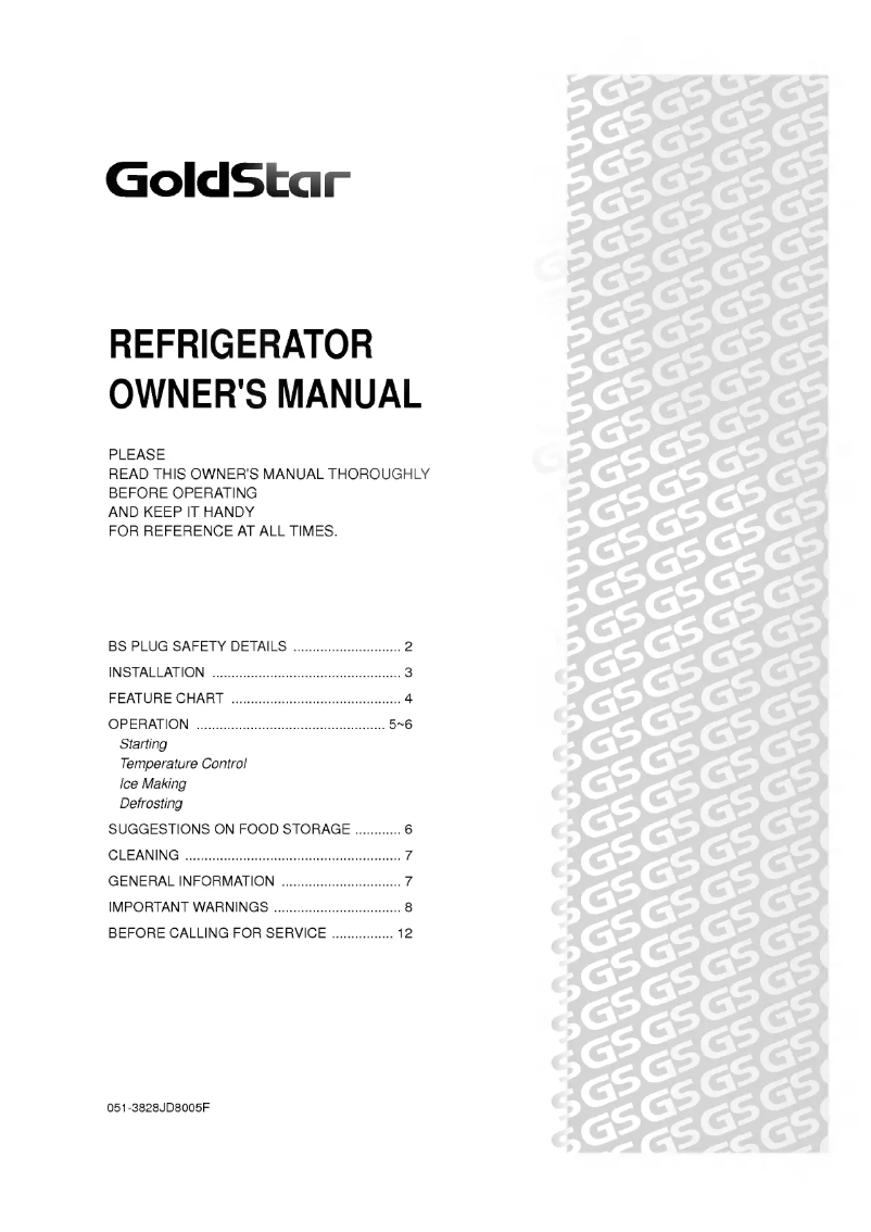 First page image of the manual for GR05A11CPF