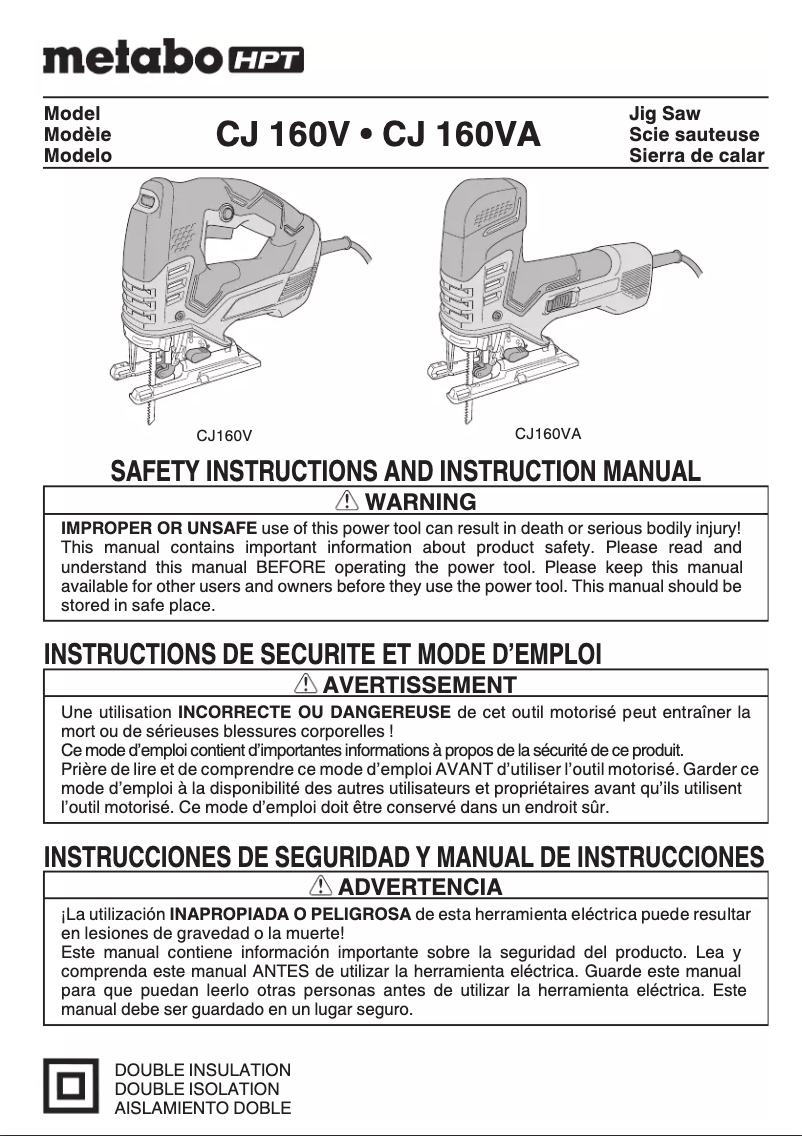 Page 1 of the manual User Manual Metabo CJ 160V