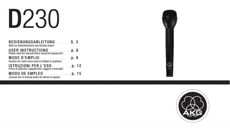 First page image of the manual for D230