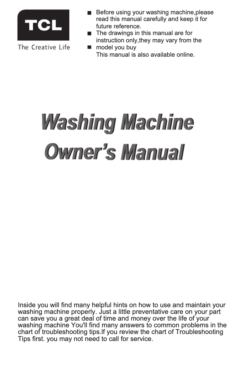 Page 1 of the manual User Manual TCL P139FLB