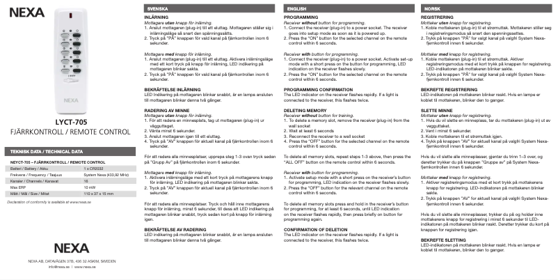 First page image of the manual for LYCT-705
