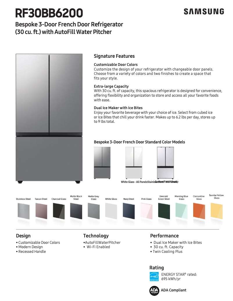 First page image of the manual for RF30BB6200AP