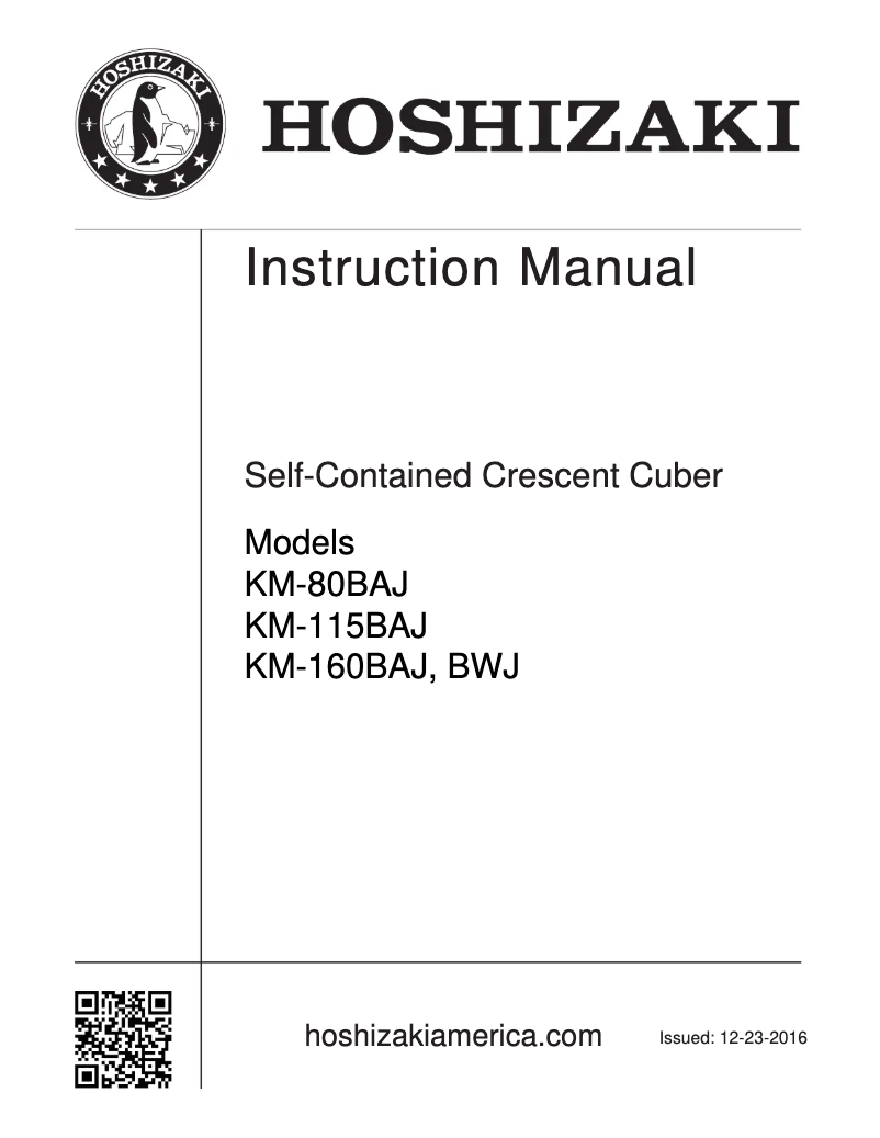 Page 1 of the manual User Manual Hoshizaki KM-61BAH
