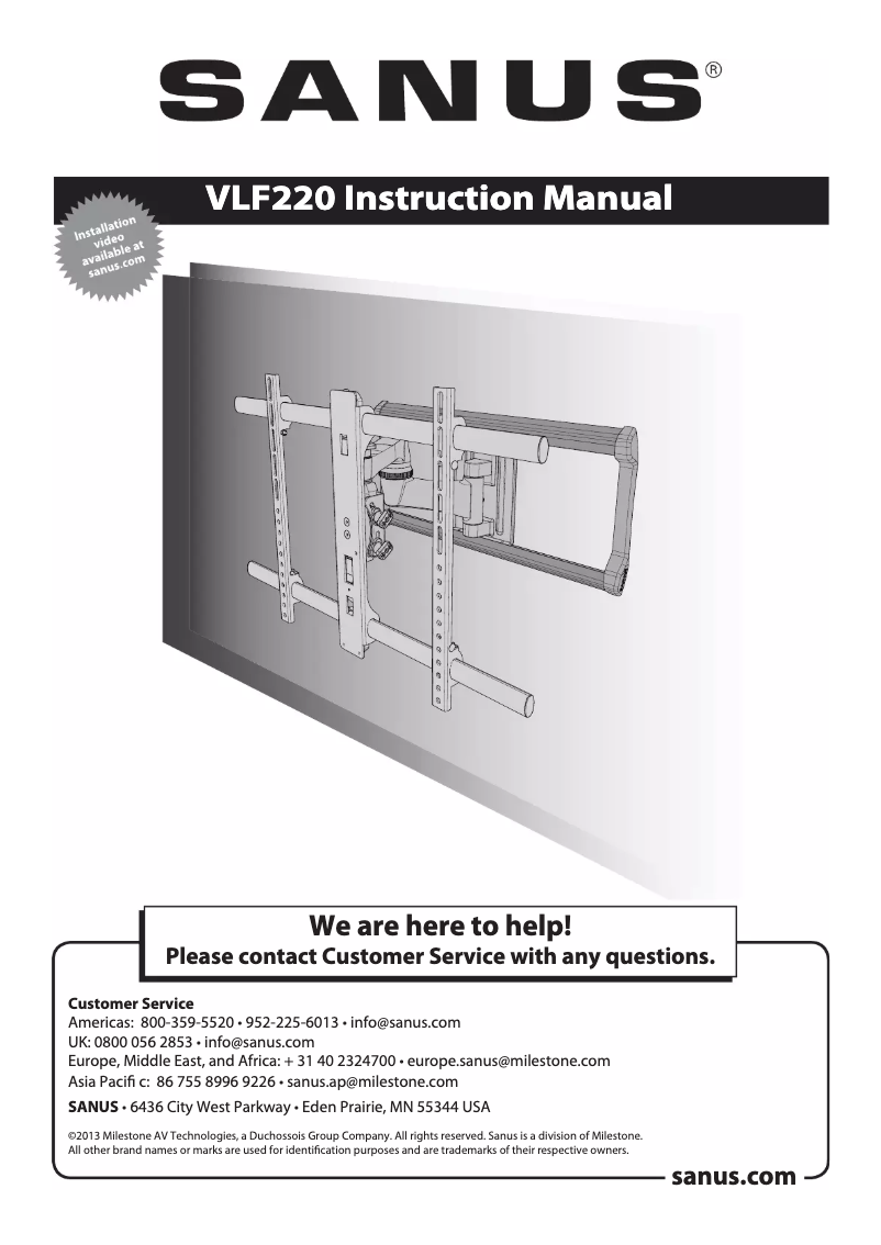 Page 1 of the manual User Manual Sanus VLF220