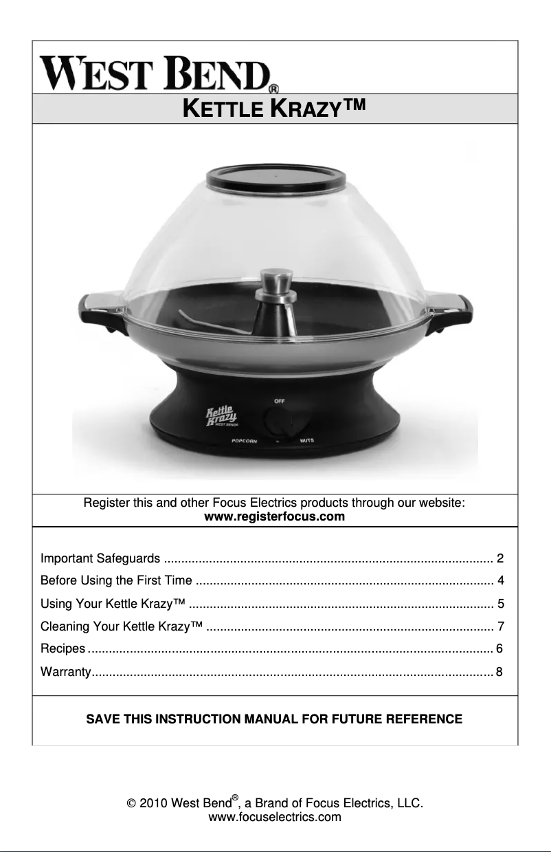 Image de la première page du manuel de l'appareil Kettle Krazy 82386