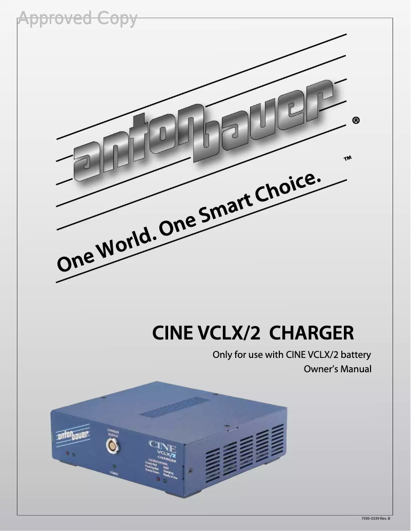 Page 1 of the manual User Manual Anton/Bauer CINE VCLX/2