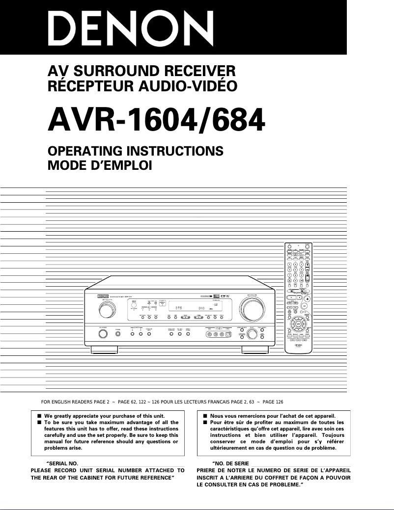 First page image of the manual for AVR-684