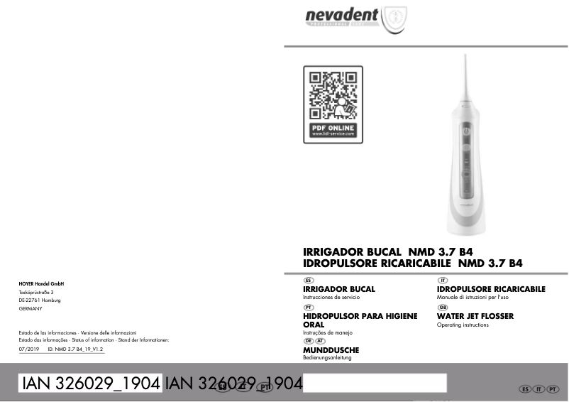 First page image of the manual for NMD 3.7 B4