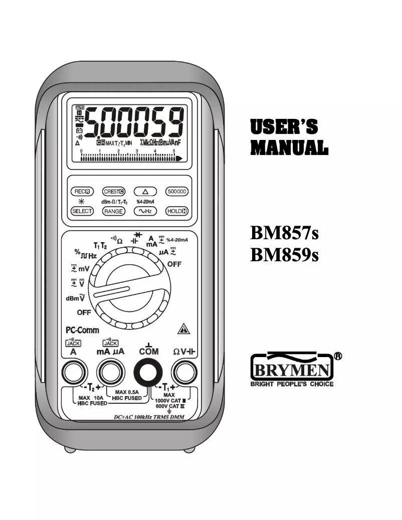 First page image of the manual for BM859s