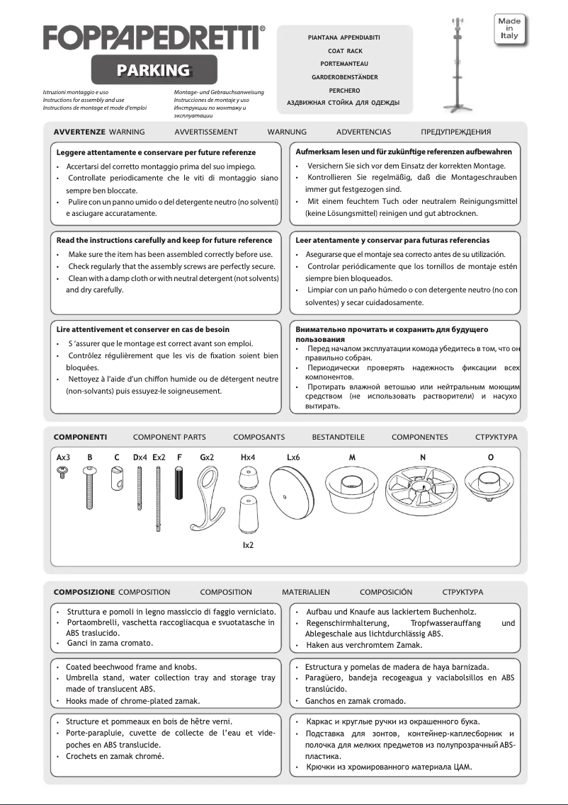 First page image of the manual for Parking