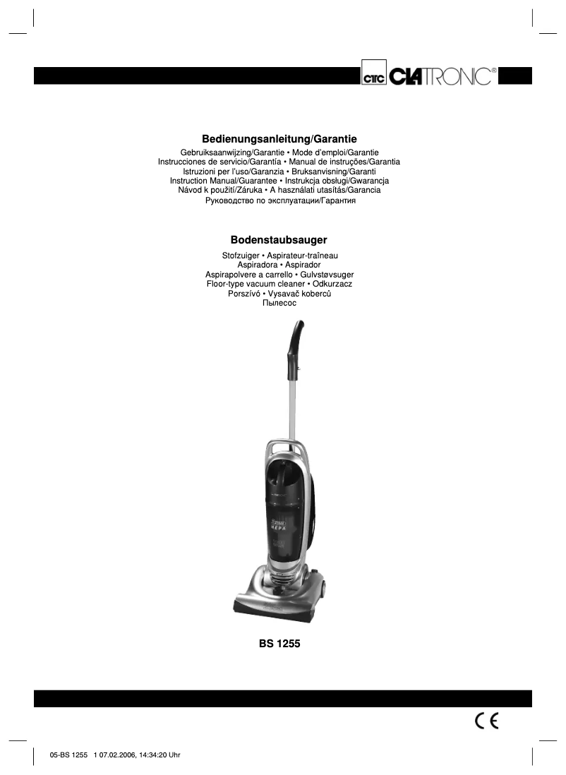 Page 1 of the manual User Manual Clatronic BS 1255
