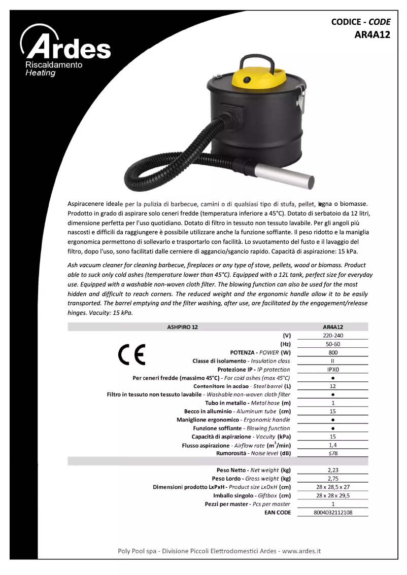 First page image of the manual for AR4A12