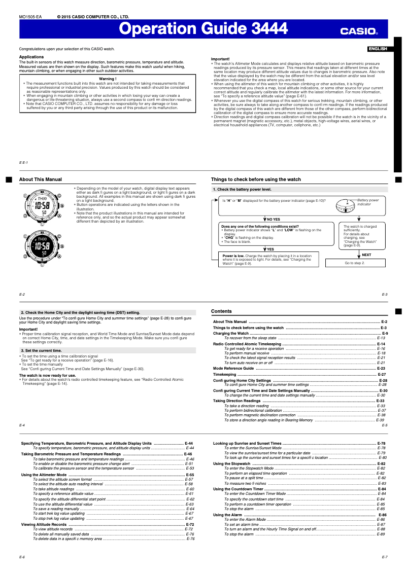 Page 1 of the manual User Manual Casio 3444