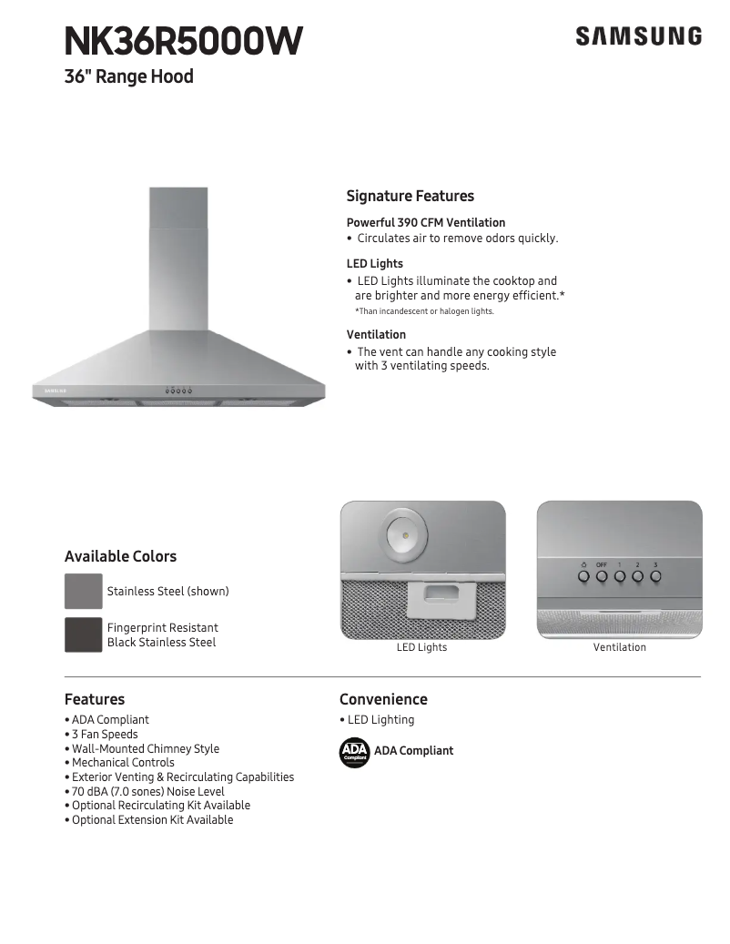 First page image of the manual for NK36N7000US