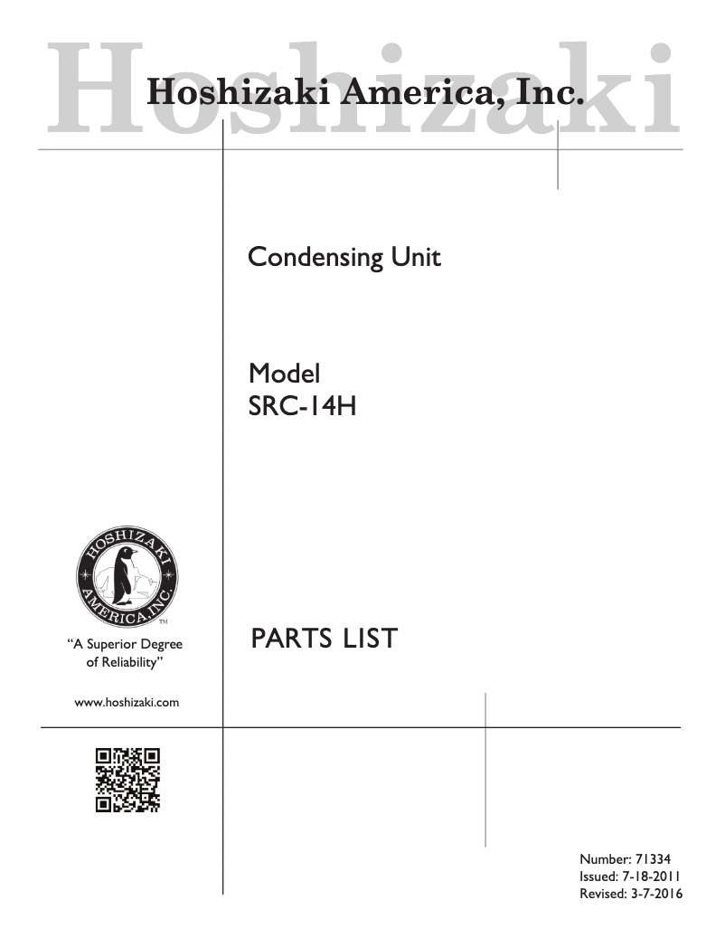 First page image of the manual for SRC-14H