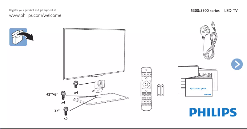 Page 1 of the manual Quick Start Guide Philips 32PFD5319