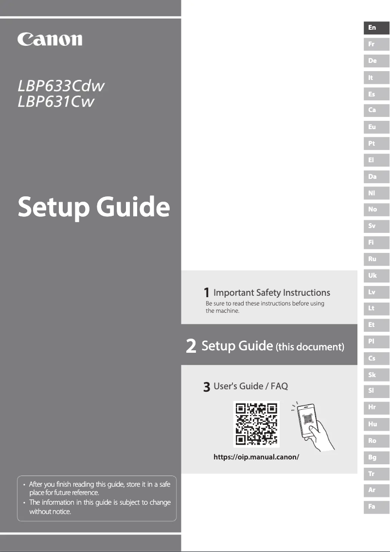 Page 1 of the manual User Manual Canon i-SENSYS LBP633Cdw