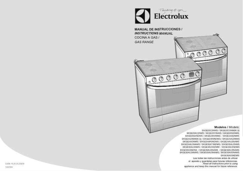 First page image of the manual for EKGE20G5NMS