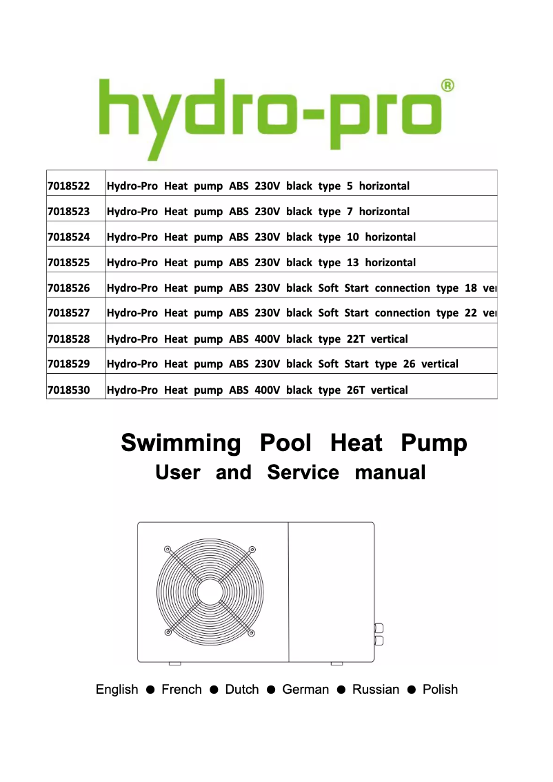 Page 1 of the manual User Manual Hydro-Pro 7
