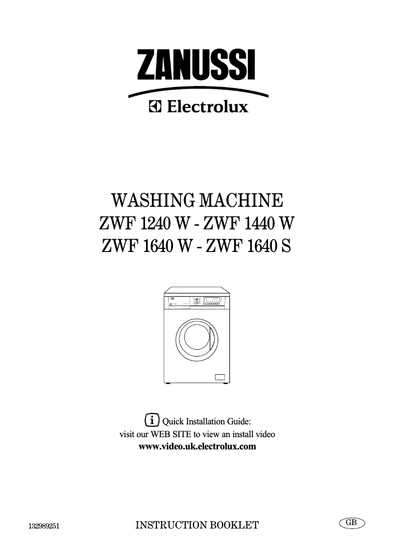 Page 1 of the manual User Manual Zanussi-Electrolux ZWF 1640 W