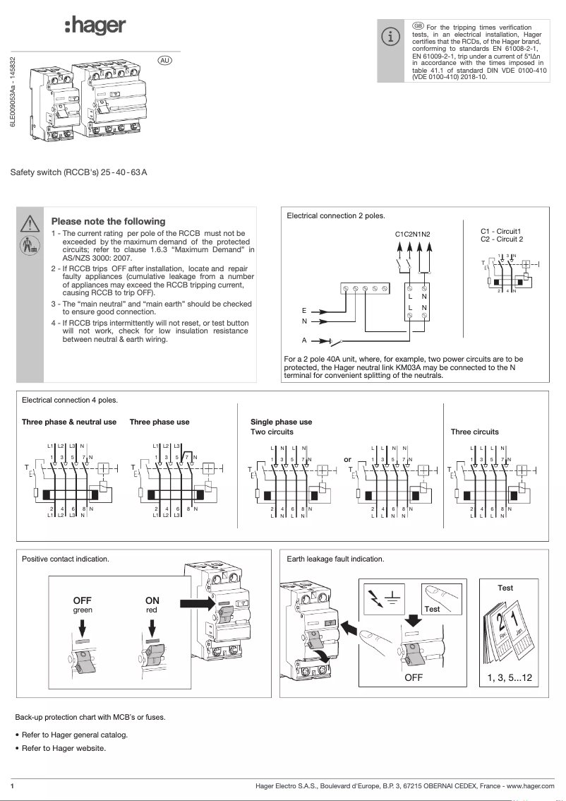 Page 1 of the manual User Manual Hager CDA440T