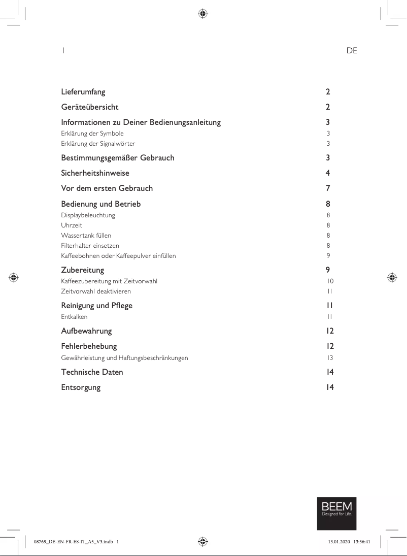 Image de la première page du manuel de l'appareil Grind & Brew 2 Go