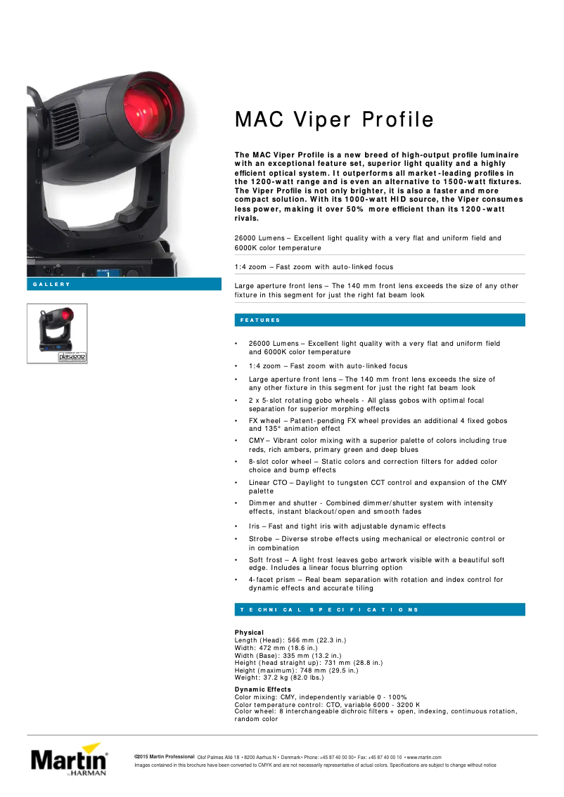 First page image of the manual for MAC Viper Profile