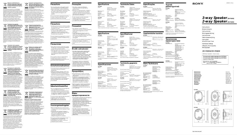Page 1 of the manual User Manual Sony XS-F6924