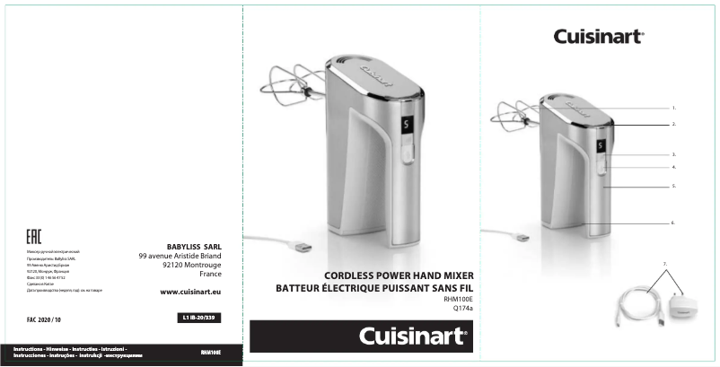 Page 1 of the manual User Manual Cuisinart RHM100E