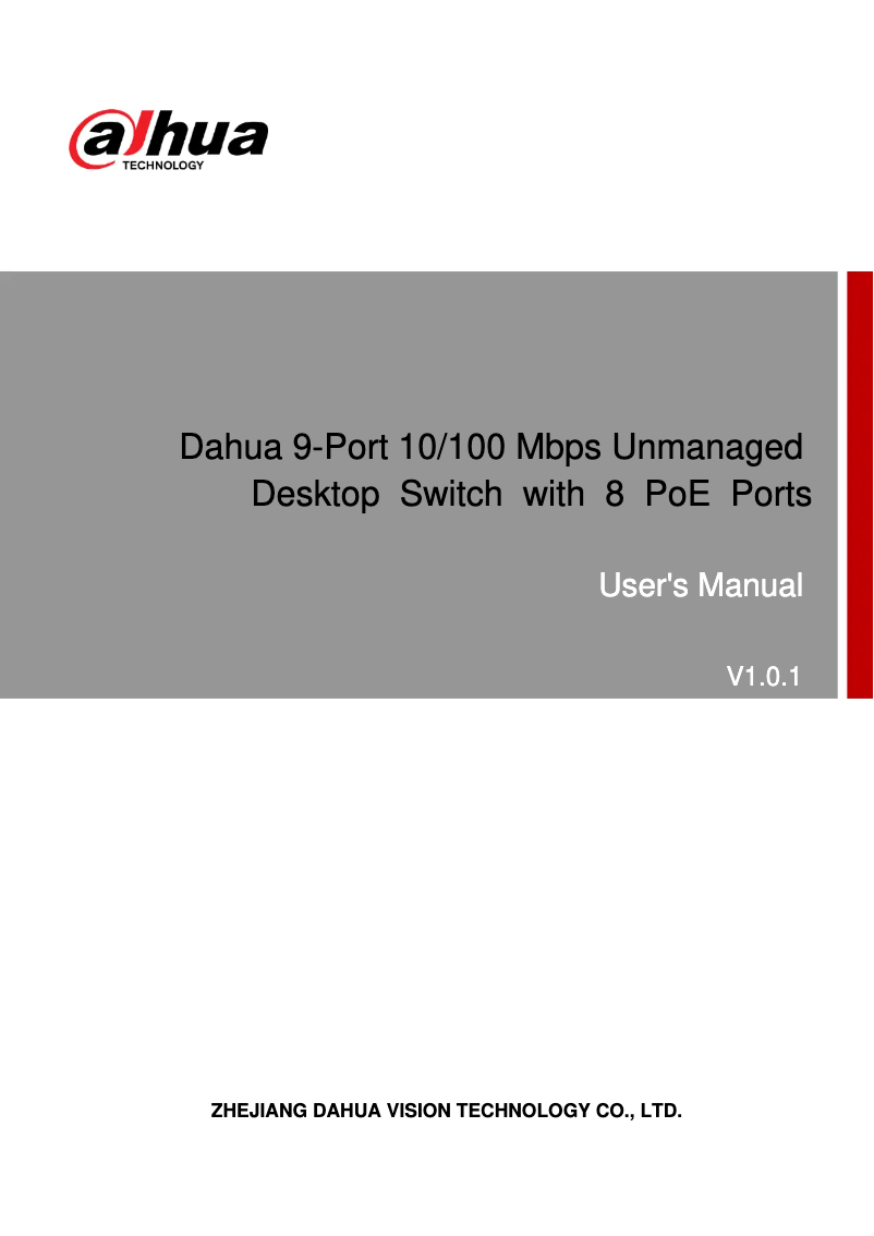 First page image of the manual for PFS3009-8ET-96