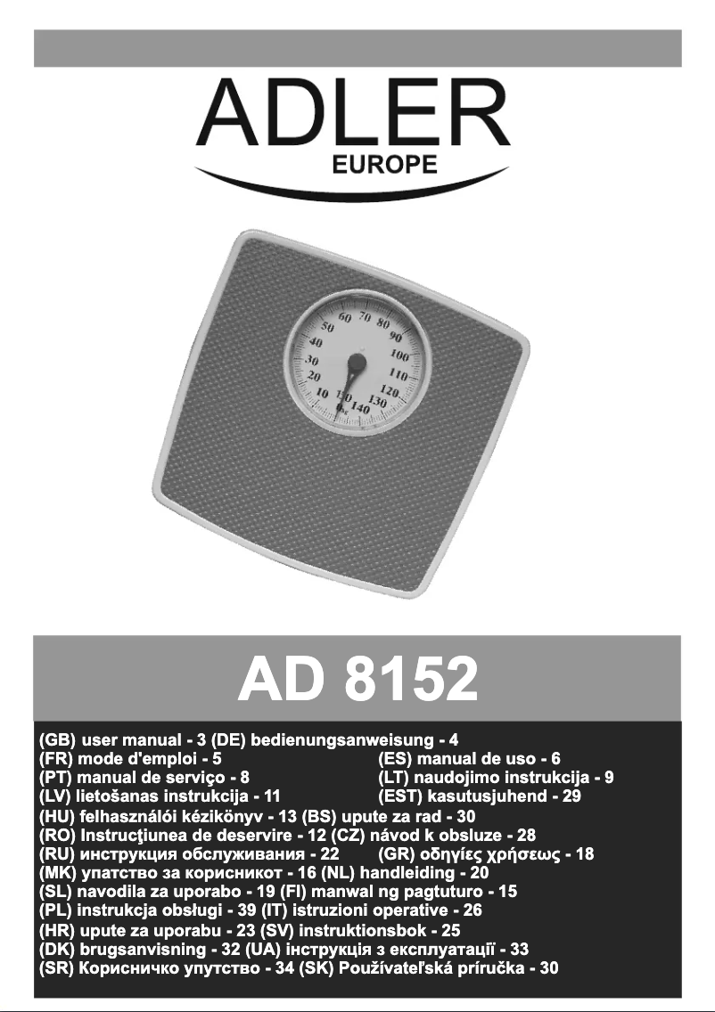 Page 1 of the manual User Manual Adler AD 8152