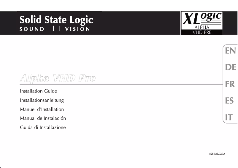 Page 1 of the manual User Manual Solid State Logic Alpha VHD Pre