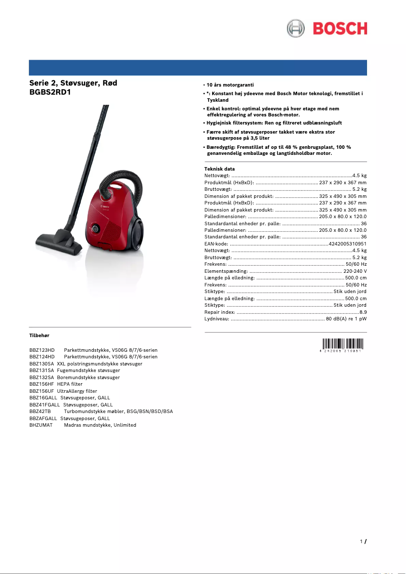 First page image of the manual for BGBS2RD1