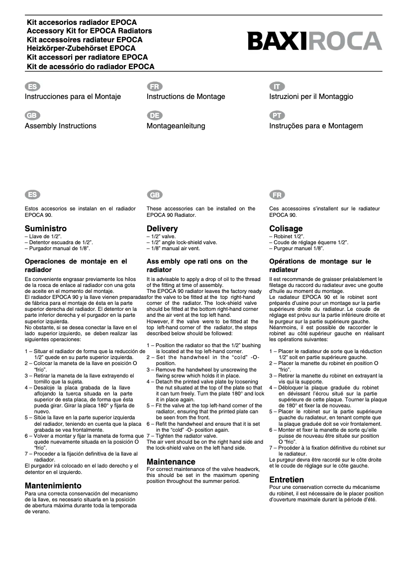 First page image of the manual for EPOCA