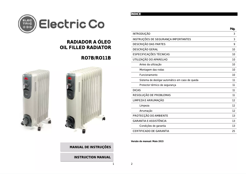 First page image of the manual for RO7B