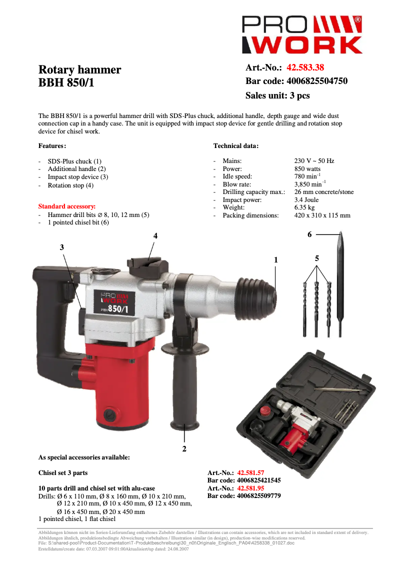 First page image of the manual for PBH 850/1