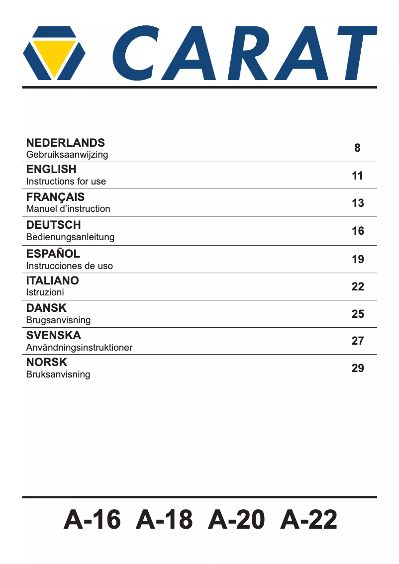 Page 1 of the manual User Manual Carat A-2031