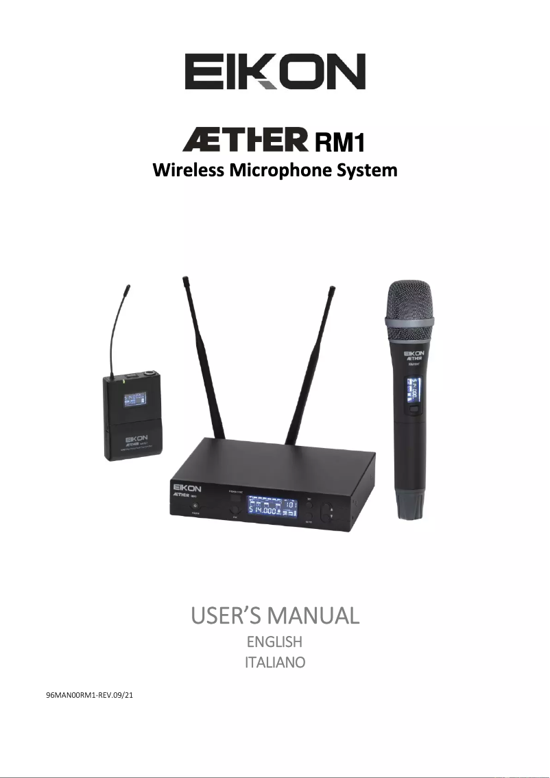 First page image of the manual for Aether RM1
