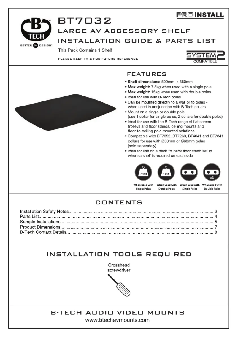 Page 1 of the manual Instruction Manual B-Tech BT7032