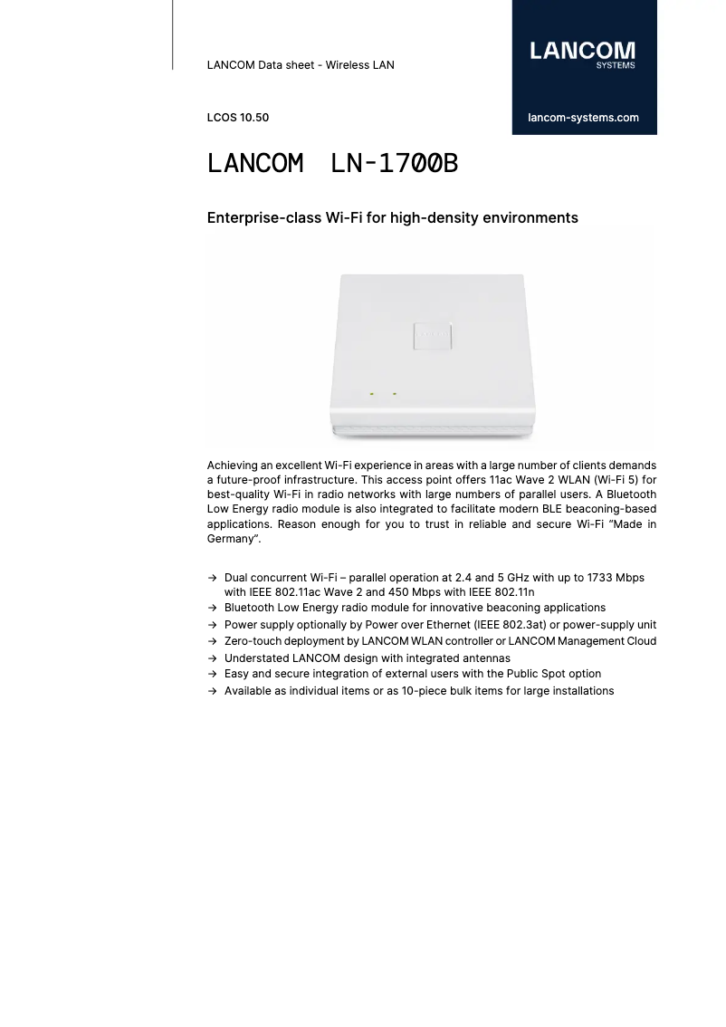 First page image of the manual for LN-1700B
